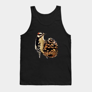 Downy Woodpecker on a Pinecone Tank Top